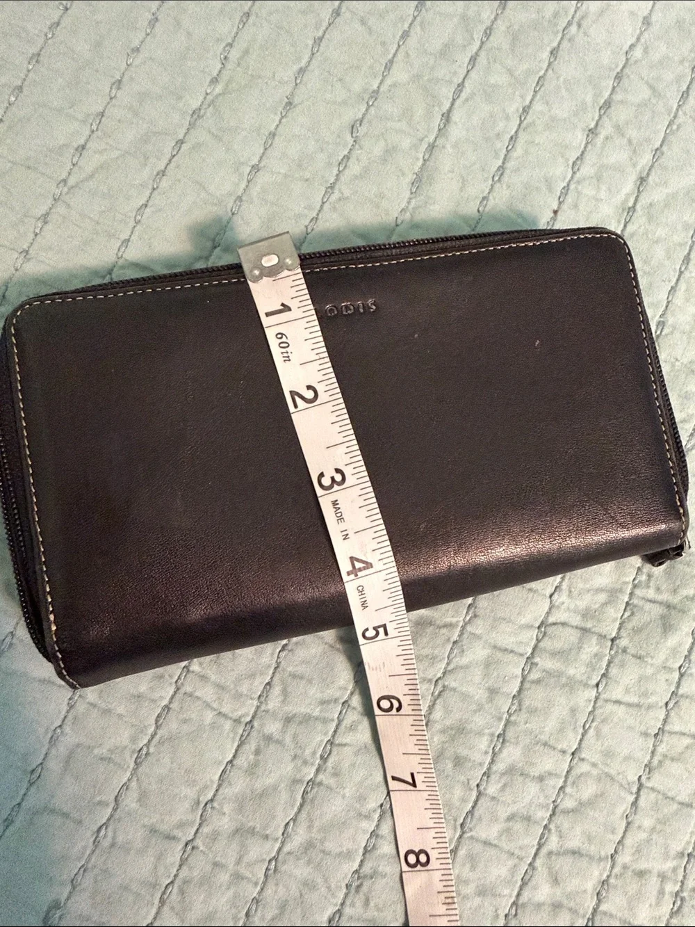 Lodis Black Leather Wallet zip around inside zipper pocket